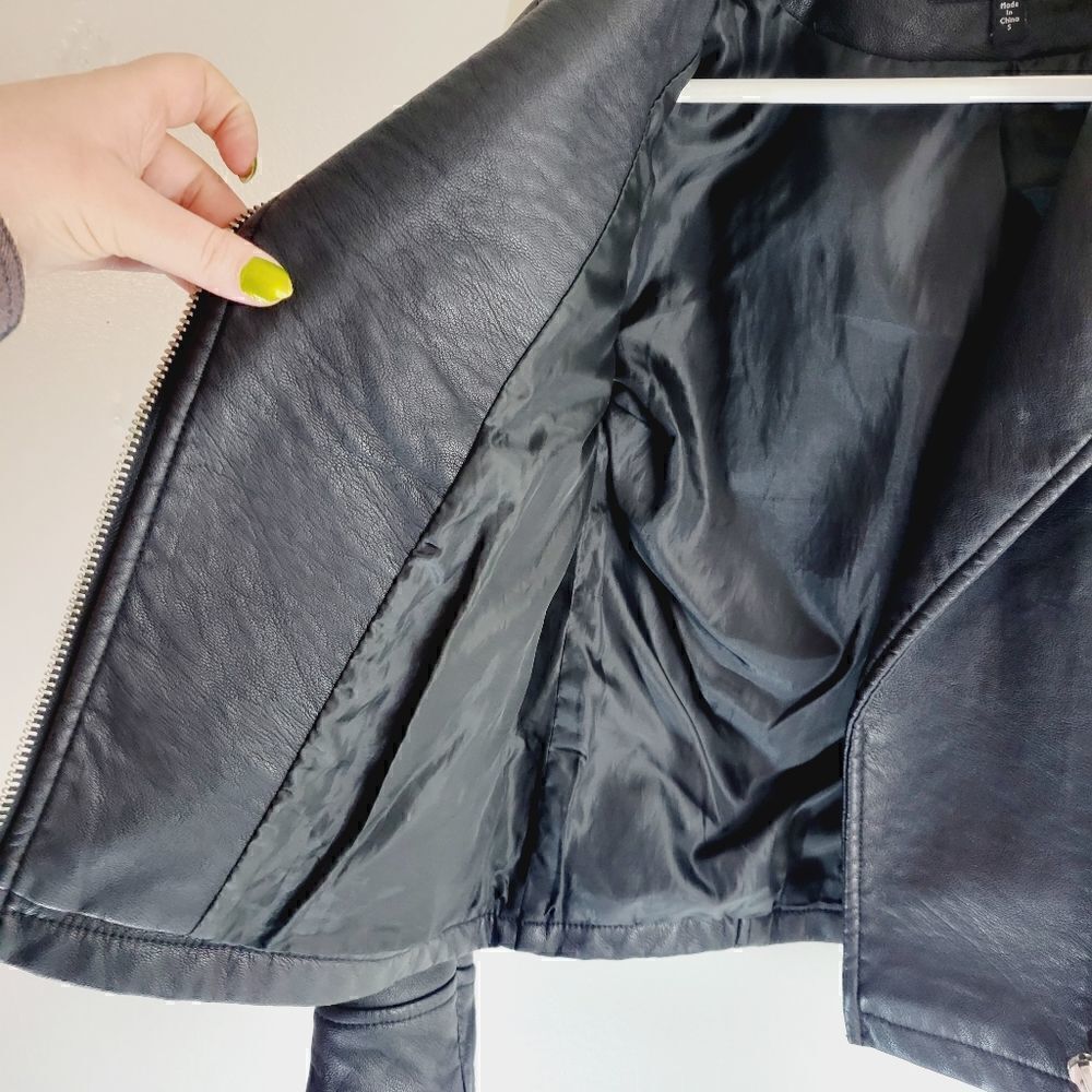 Coco Colette Pleather Biker Bomber Jacket - Picture 3 of 12